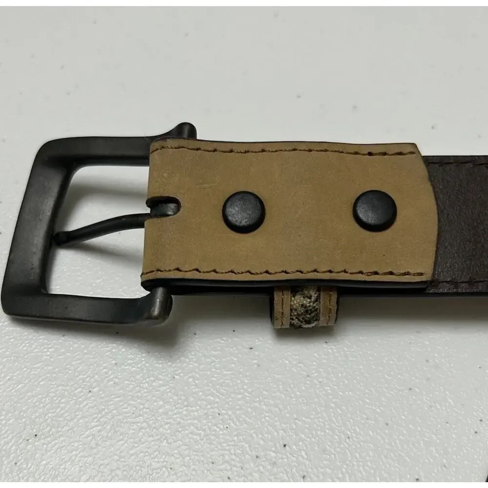 John Deere Men's Genuine Top Grain Leather Belt Brown and Camouflage Size 40